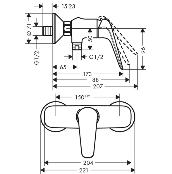 Mitigeur Hansgrohe, bain/douche – Image 2