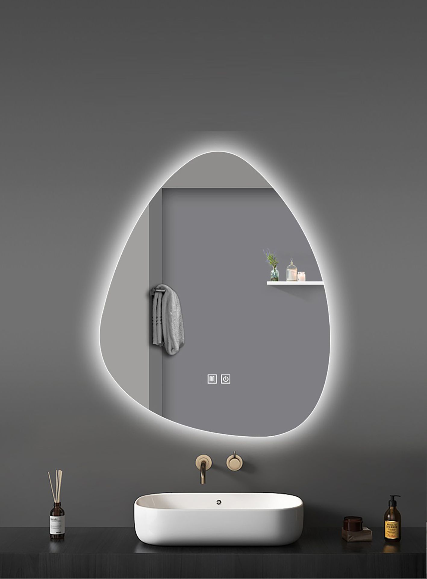 Miroir LED forme organique Galet