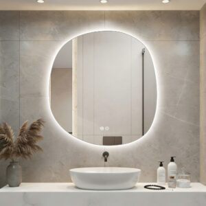 Miroir LED forme organique arrondie 80 x 85 cm