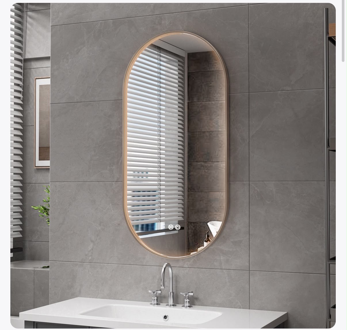 Miroir LED ovale 50 x 100 cm à cadre métallique