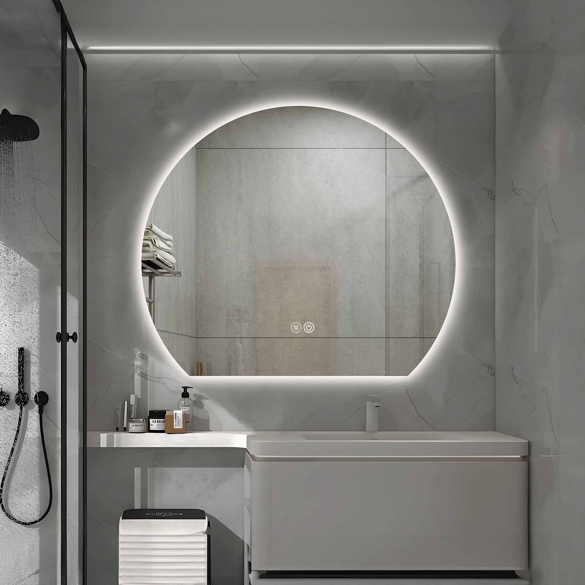 Miroir LED rond tronqué Ø 120 cm